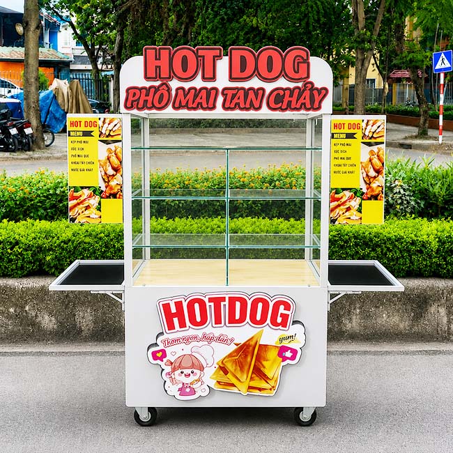 Xe bán Hotdog thu hút khách hàng