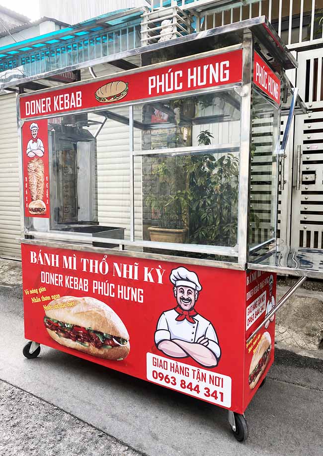 Khu vực trưng bày nguyên liệu xe Doner Kebab 1m5