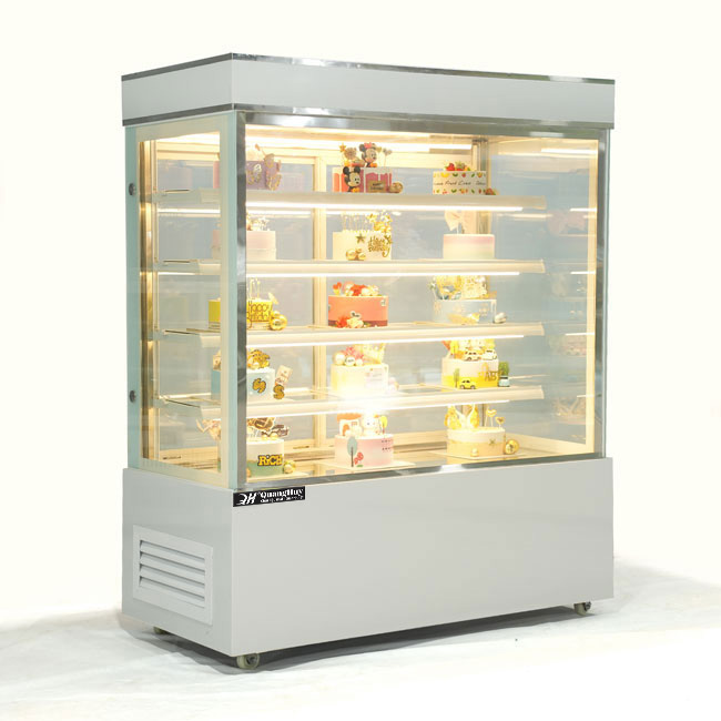Tủ bánh kem kính vuông tối ưu diện tích quầy bán hàng