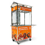 Xe bánh mì Doner Kebab 1m mái chùa màu cam XBM-TNK1.0-MA