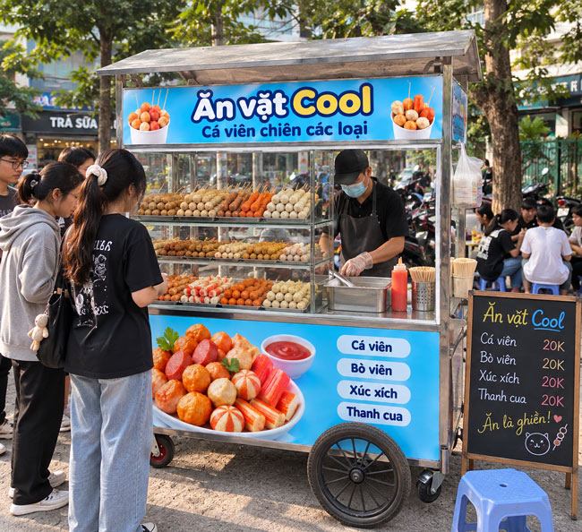Bán cá viên chiên nước mắm mang đi