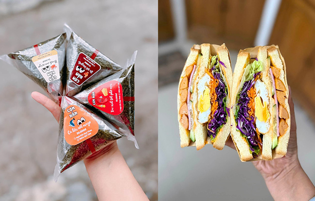 Bán cơm nắm, sandwich ăn sáng cho học sinh
