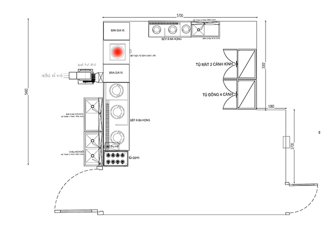 Bản vẽ dự án thi công bếp nhà hàng Trùng Khánh Thái Bình