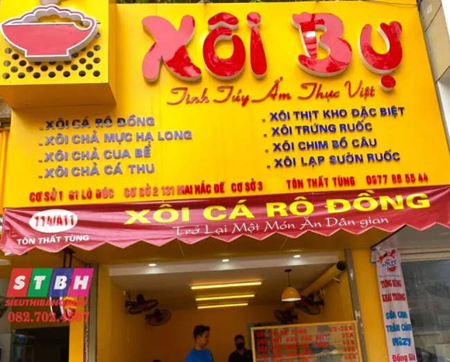 Bảng hiệu bán xôi giúp khách hàng nhận biết quán nhanh hơn