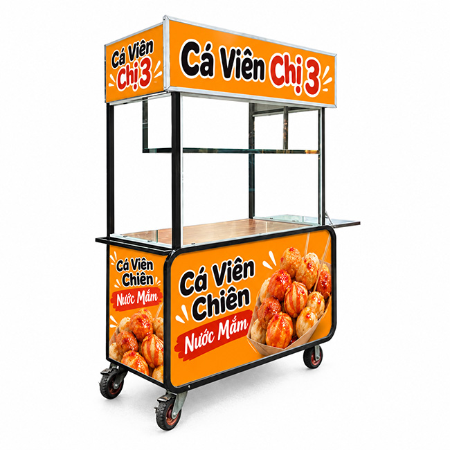 Bảng hiệu cam nổi bật, nhận diện món bán ngay từ đầu