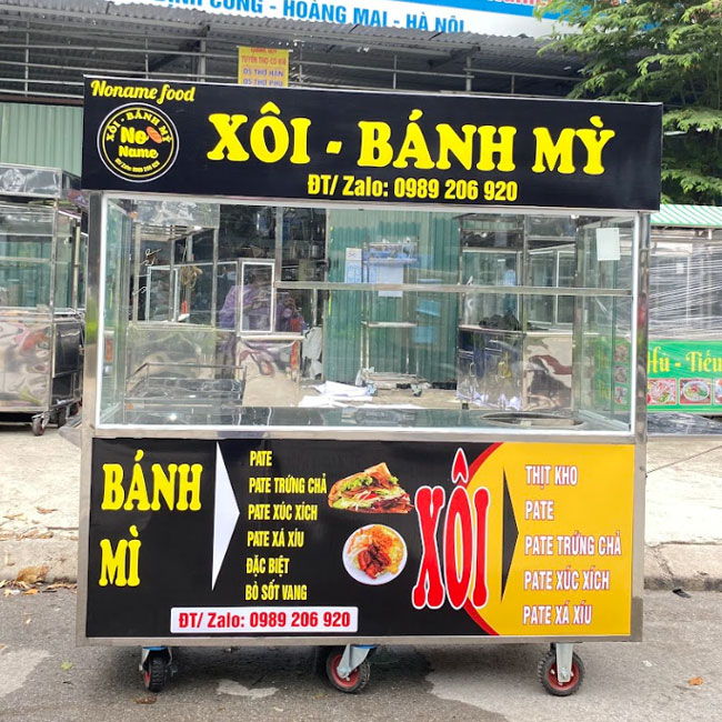 Bảng hiệu xe bán xôi tạo điểm nhấn cho xe và mặt tiền