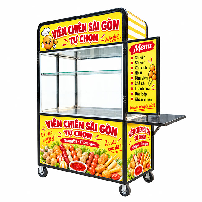 Cách bố trí và sử dụng xe cá viên chiên tự chọn 1m2
