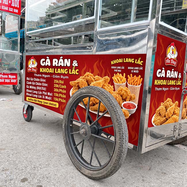 Hệ thống bánh xe gà rán khoai lang lắc mái chùa 2m