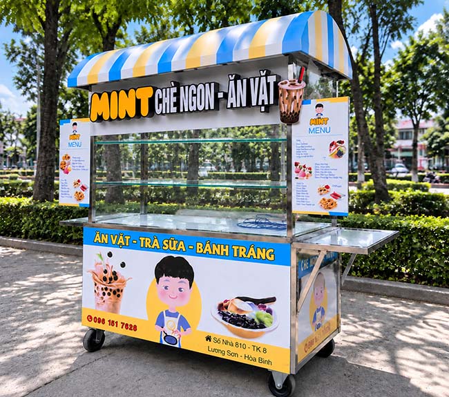 Hướng dẫn sử dụng xe đẩy bán chè Mint mái vòm