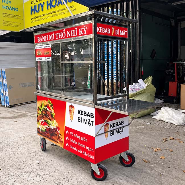 Kích thước xe bán bánh mì Kebab bí mật 1m2