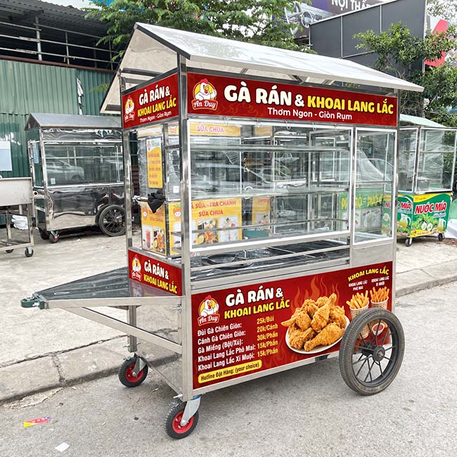 Mặt bàn thao tác xe gà rán khoai lang lắc mái chùa 2m