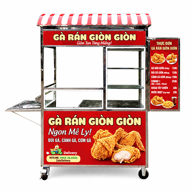 Mua xe bán gà rán giòn giòn 1m5 mái vòm