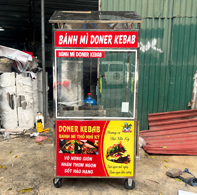 Mua xe bánh mì Doner Kebab 90cm mái chùa tại Quang Huy