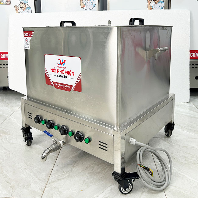Nồi phở điện vuông 200L phù hợp với nhà hàng, bếp ăn