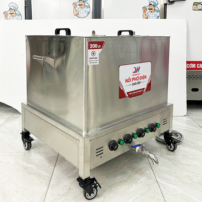 Nồi phở điện vuông 200L phù hợp với nhiều mô hình