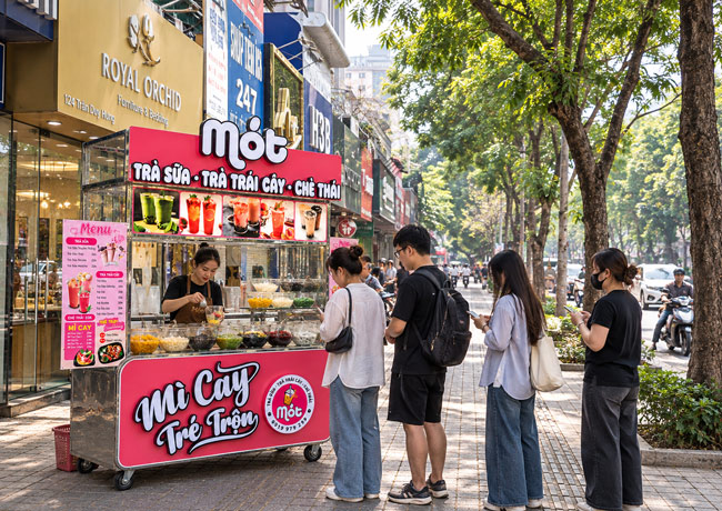 Phục vụ mô hình bán chè mang đi