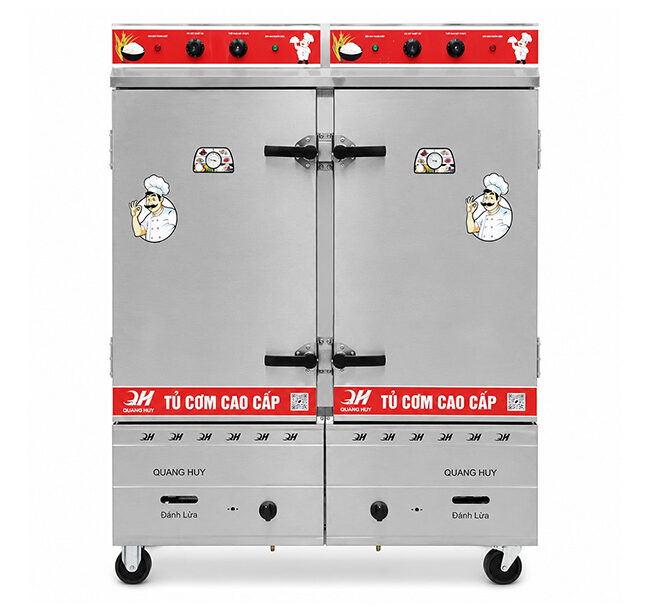 Tủ hấp cơm 100kg dùng điện gas