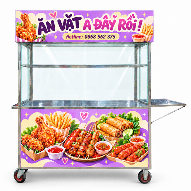 Tủ kính bán đồ ăn vặt