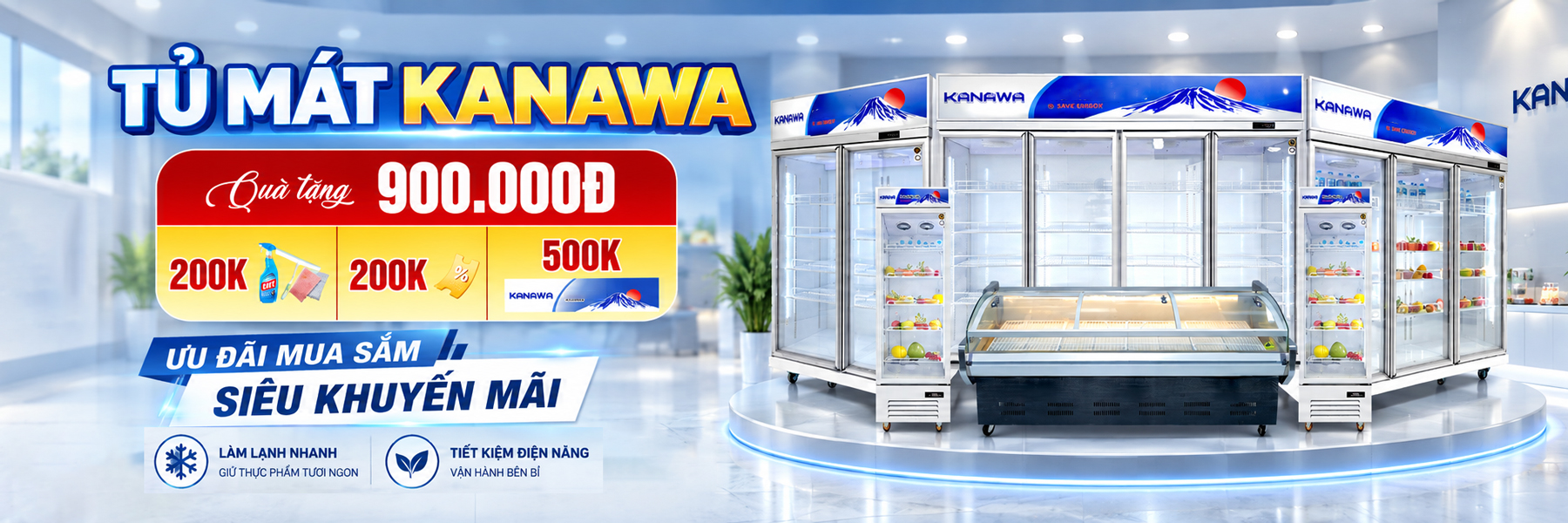 32+ Tủ mát trưng bày siêu thị Kanawa Tiêu Chuẩn Nhật 2026