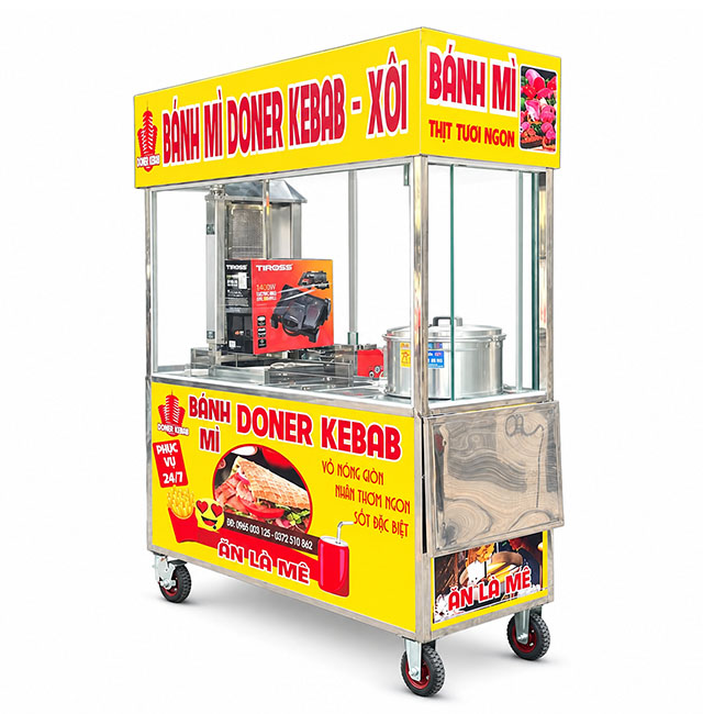 Xe bán bánh mì Doner Kebab – Xôi 1m6 màu vàng