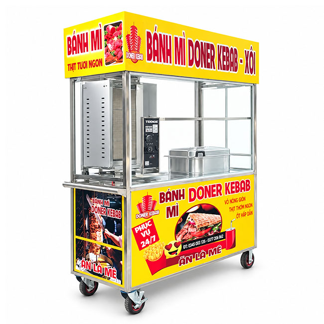 Xe bán bánh mì Doner Kebab – Xôi 1m6 màu vàng
