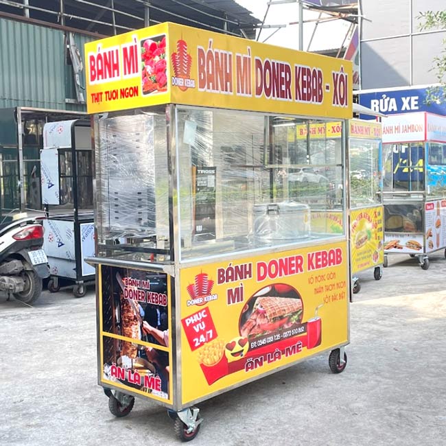 Xe bán bánh mì Doner Kebab - Xôi 1m6 màu vàng có gì nổi bật