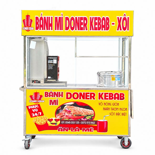 Xe bán bánh mì Doner Kebab – Xôi 1m6 màu vàng