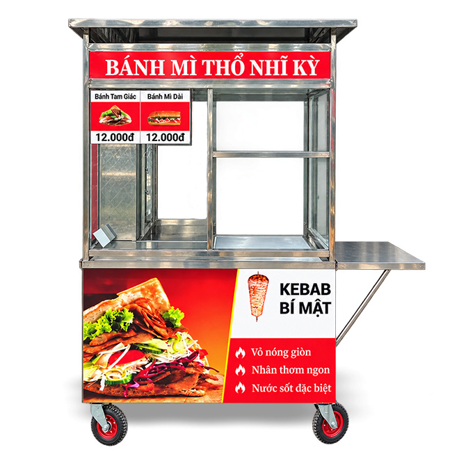 Xe bán bánh mì Kebab Bí Mật 1m2 mái bằng XBM-TNK 1.2