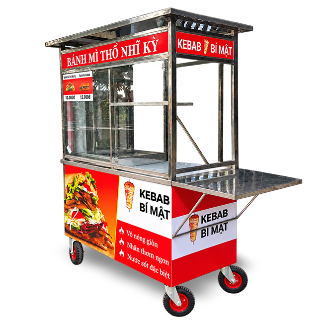 Xe bán bánh mì Kebab Bí Mật 1m2 mái bằng XBM-TNK 1.2