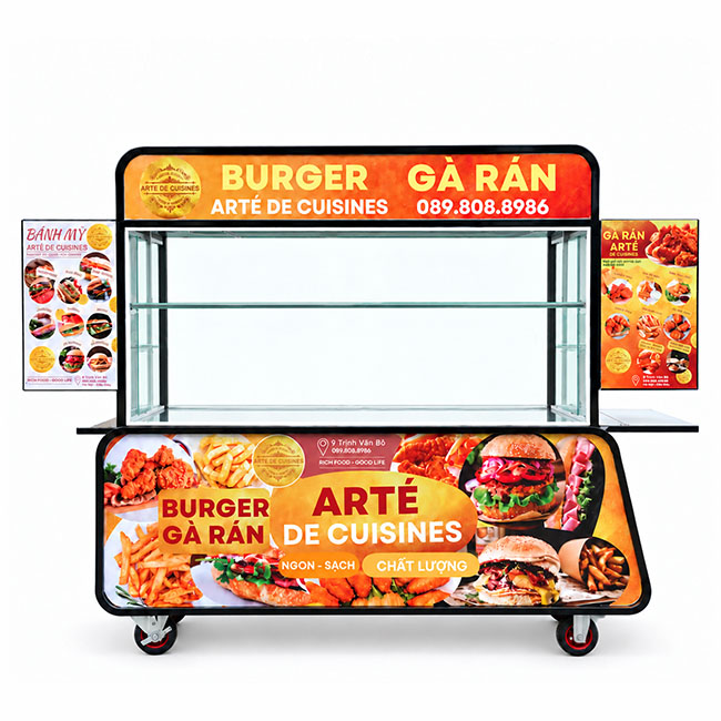 Xe bán Burger gà rán Arté mái bằng 1m8