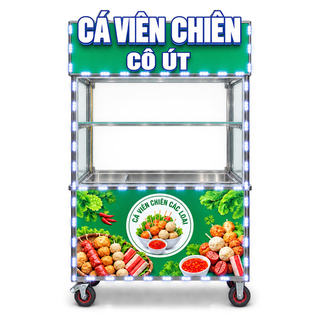 Xe bán cá viên chiên Cô Út 1m2 mái bằng XI-120-MB