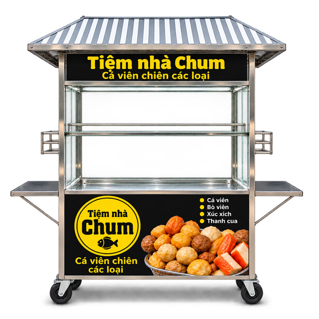 Xe bán cá viên Tiệm nhà Chum mái chùa 1m5 XI-150-MA