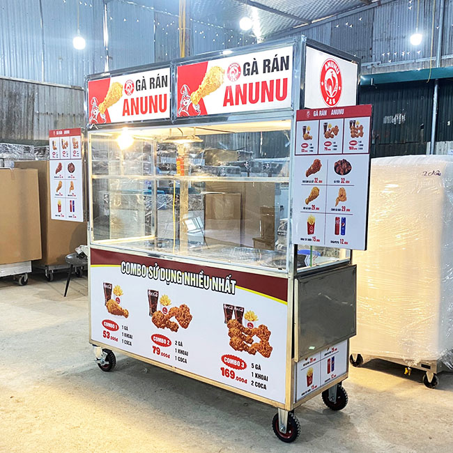 Xe bán gà rán mái bằng Anunu 1m8 phù hợp với không gian rộng