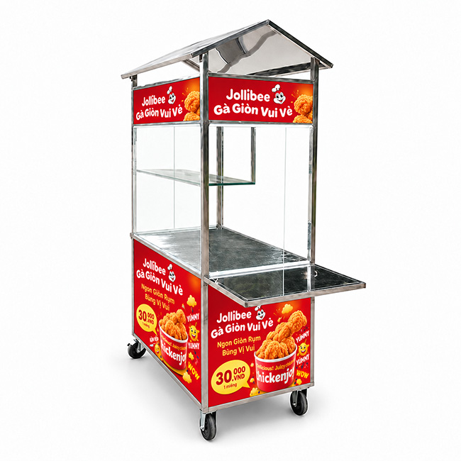 Xe bán gà rán mái chùa 1m2 khả năng mửo rộng menu giới hạn
