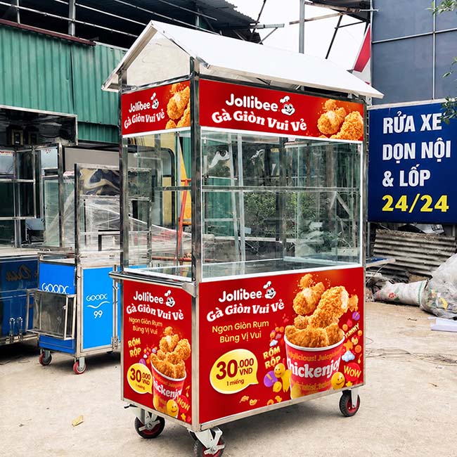 Xe bán gà rán mái chùa 1m2 phù hợp với người mới khởi nghiệp