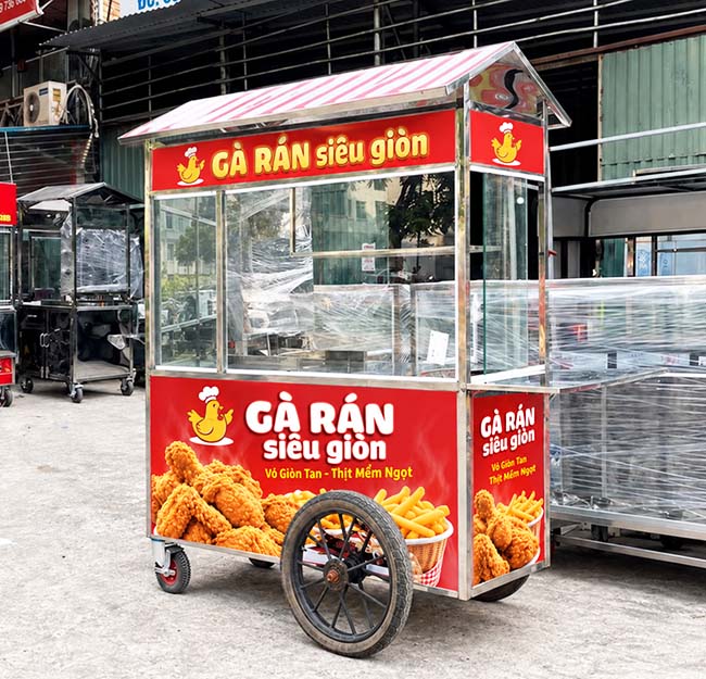Xe bán gà rán siêu giòn 1m5 tối ưu diện tích trưng bày