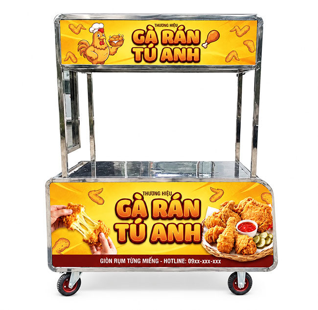 Xe bán gà rán Tú Anh 1m5 mái bằng Quang Huy