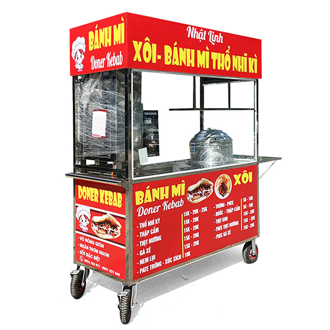 Xe bán xôi bánh mì Thổ Nhĩ Kỳ Nhật Linh 1m6 phù hợp với nhiều mô hình