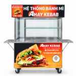 Xe bánh mì Ahay Kebab 1m2 mái bằng XBM-TNK 1.2