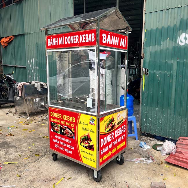 Xe bánh mì Doner Kebab 90cm phù hợp với mô hình khởi nghiệp