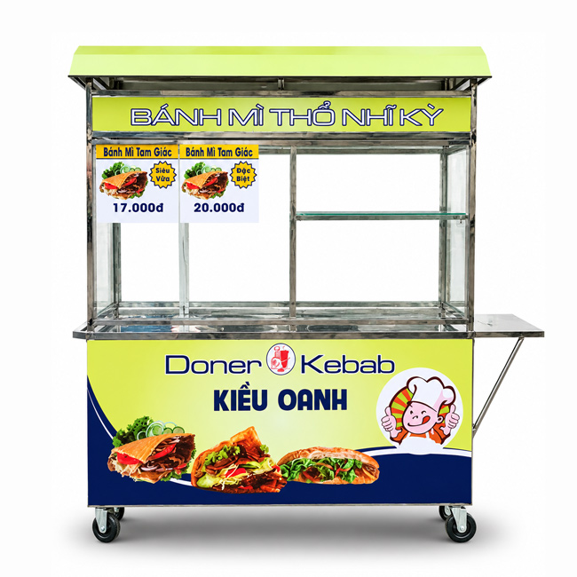 Xe bánh mì Doner Kebab Kiều Oanh 1m5 mái vòm XBM-TNK 1.5