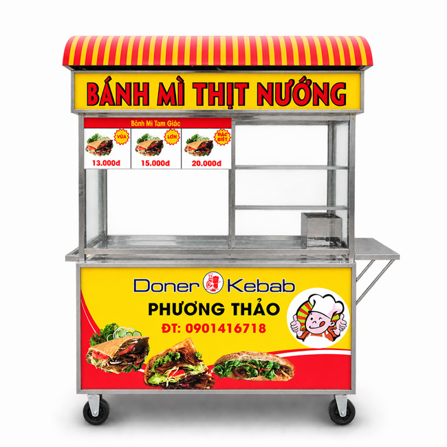 Xe bánh mì Doner Kebab Phương Thảo 1m2 XBM-TNK 1.2