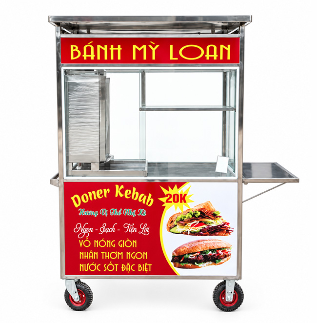 Xe bánh mì Doner Loan 1m6 mái bằng XBM-TNK1.6-MB