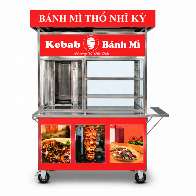 Xe bánh mì Thổ Nhĩ Kỳ 1m2 mái bằng XBM-TNK 1.2 màu đỏ