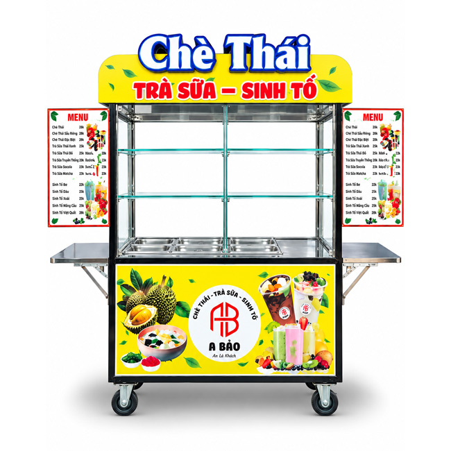Xe đẩy bán chè A Bảo lưu động mái bằng XI-180-MB