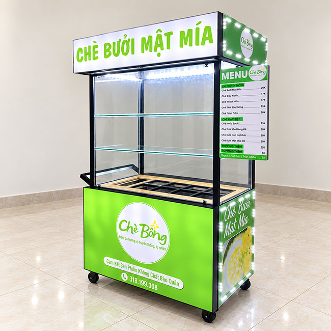 Xe đẩy bán chè Bông mái bằng có thể sử dụng cho nhiều mô hình