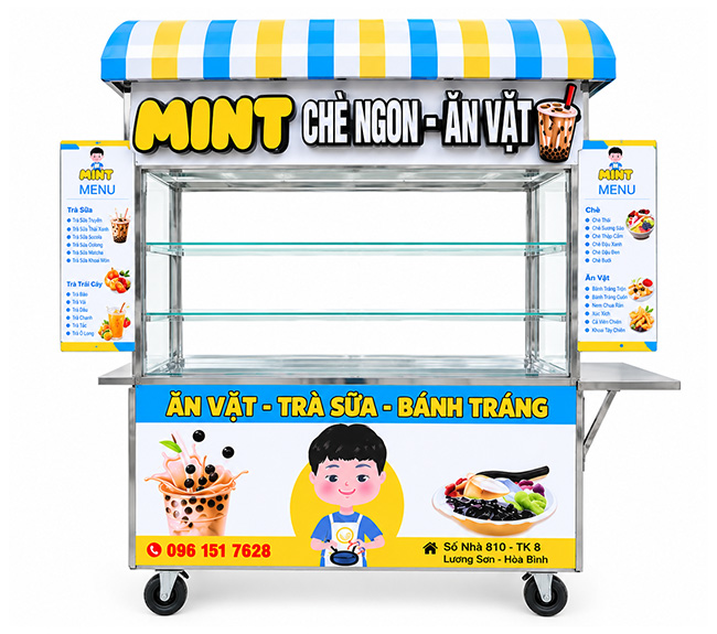 Xe đẩy bán chè Mint mái vòm XI-150-MV