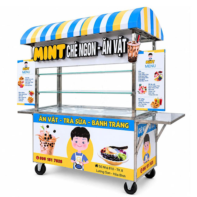 Xe đẩy bán chè Mint mái vòm XI-150-MV