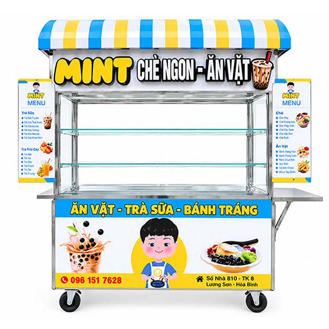 Xe đẩy bán chè Mint mái vòm XI-150-MV