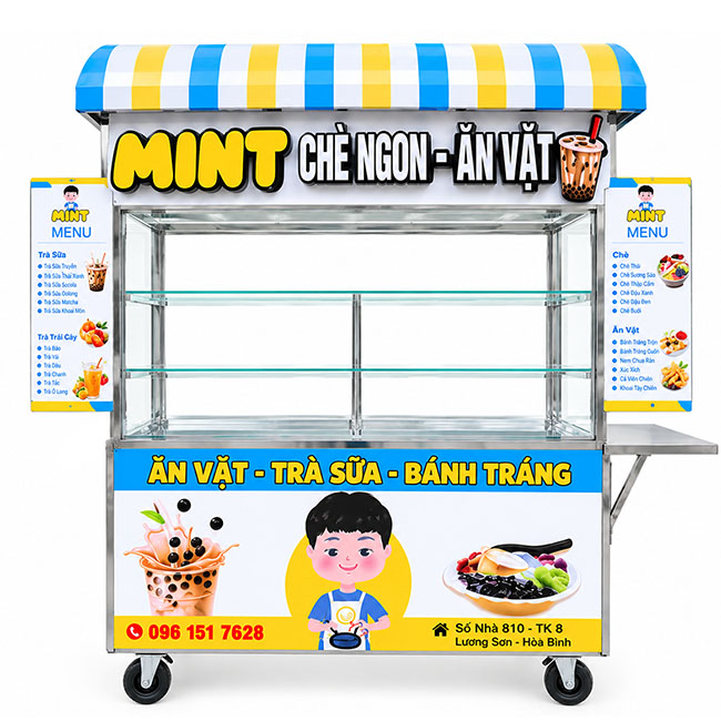Xe đẩy bán chè Mint mái vòm XI-150-MV